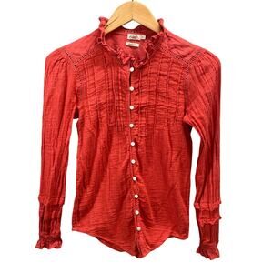 Faherty Top Womens XS Willa Button Down Organic‎ Cotton Cottage Boho Chic